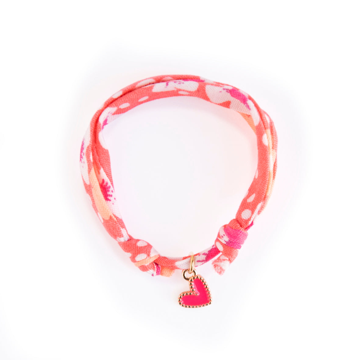 Bracelet coulissant Fleurs des îles rose COEUR