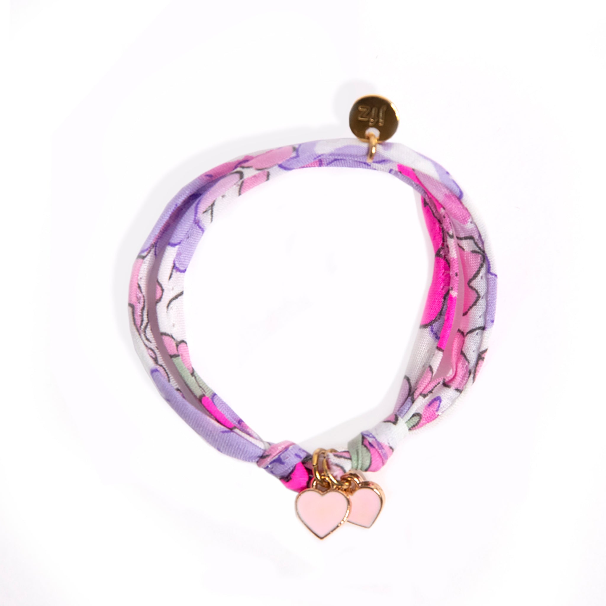 Bracelet Liberty coulissant Betsy Fluo Lilas DOUBLE COEUR