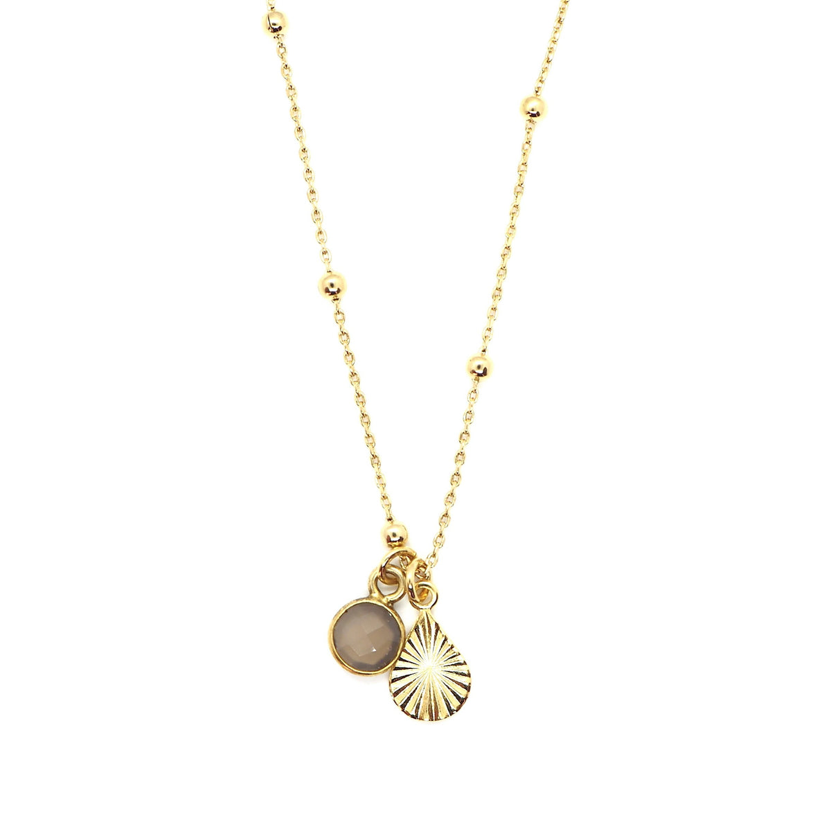 Collier Joséphine Grey plaqué or et pierre semi-précieuse JFZ Paris ...